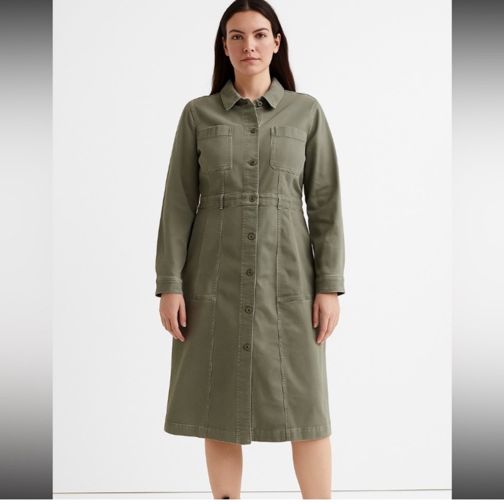 J. Jill Olive Green Button-Front Trench Coat